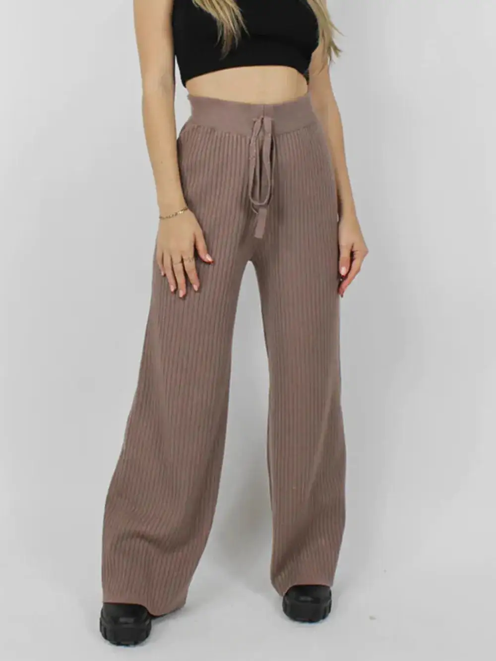 Wide Leg Ribbed Pants
