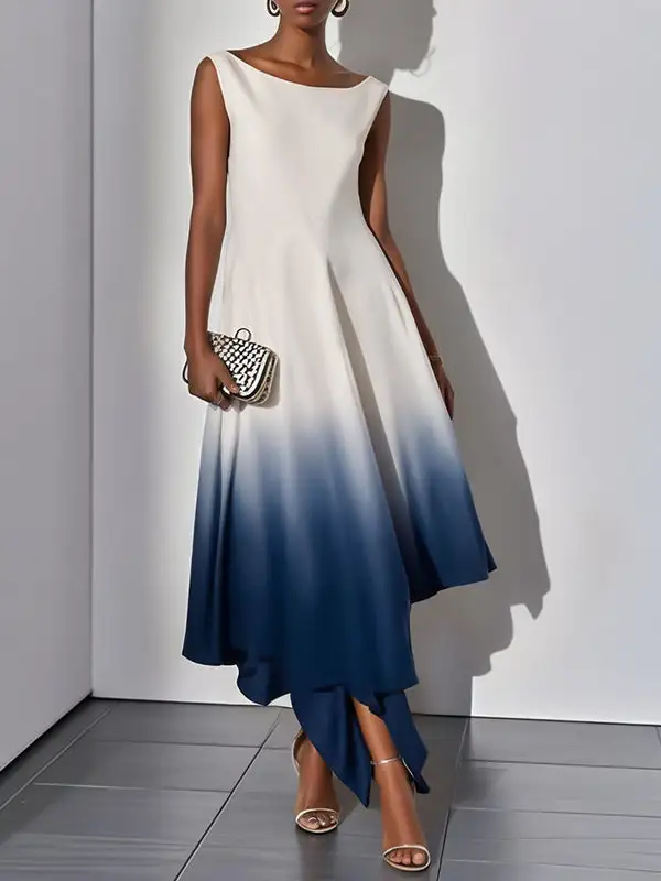 Gradient Sleeveless Neck Maxi Dress