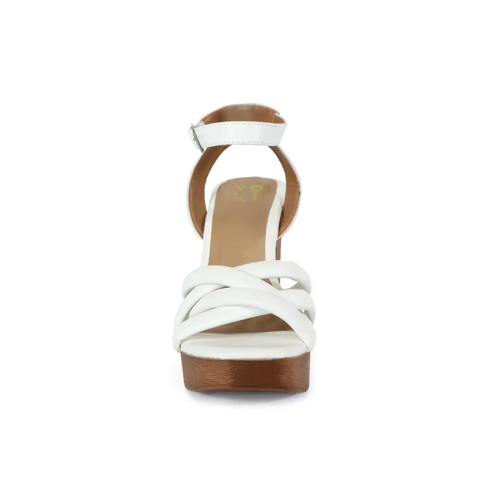 Padded Multi Strap in Wooden Heel