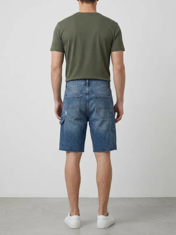 Men's Practical Distressed Raw Hem Street Inspired Distressed Denim Shorts