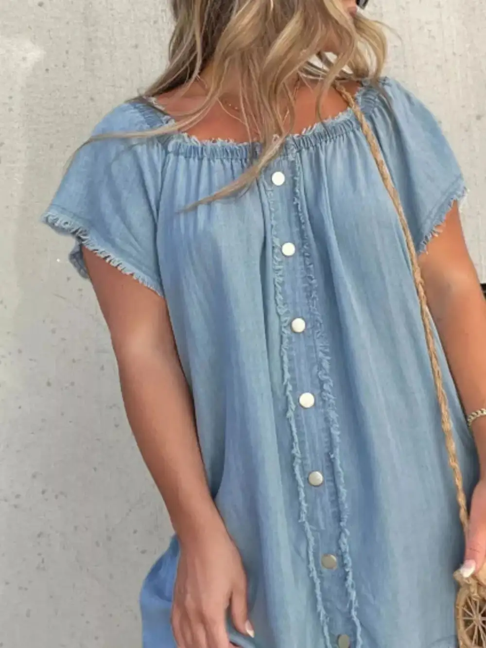 Denim Button Front Dress Casual