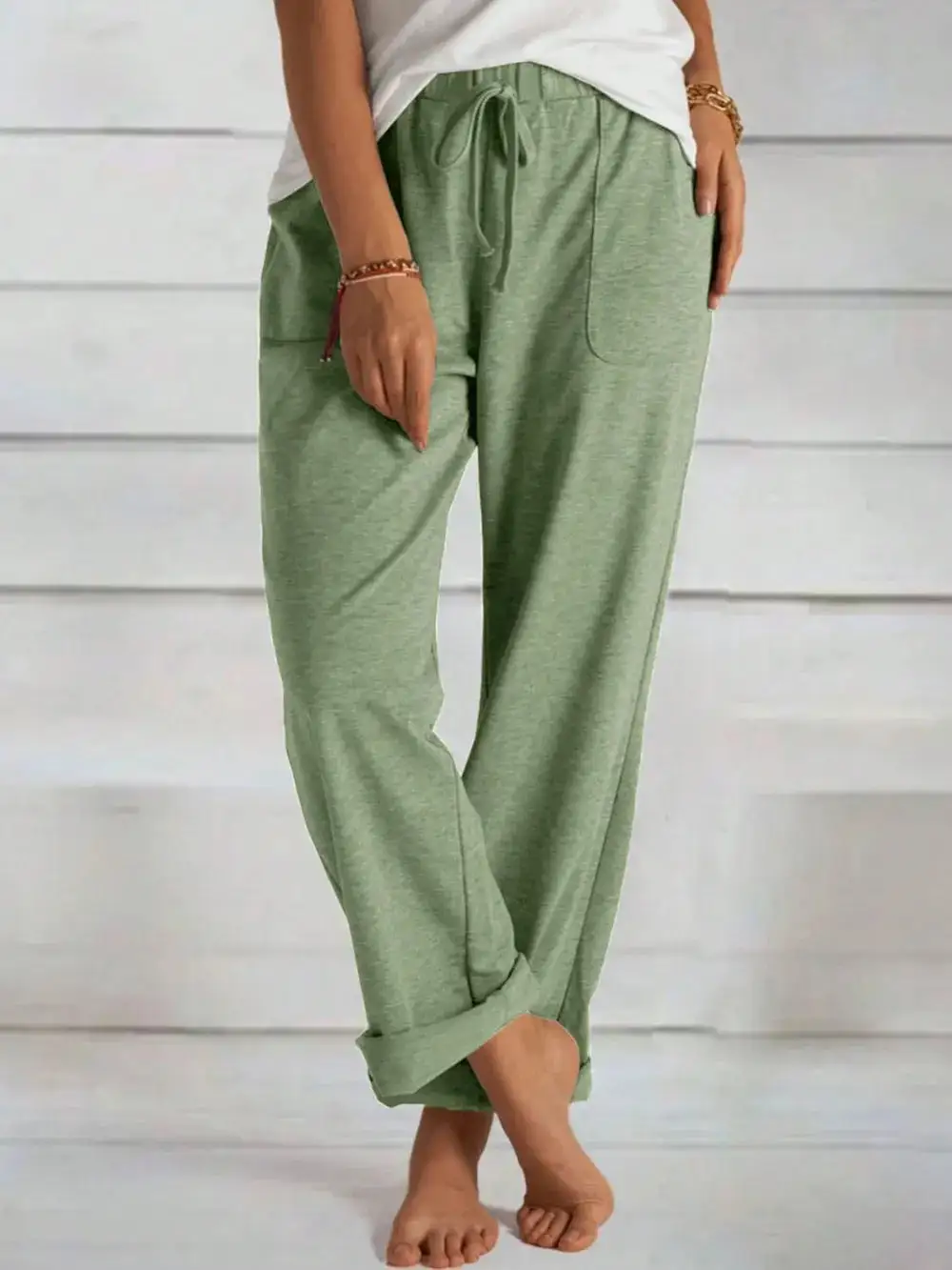 Draped Tie Waist Tie Detail Pants