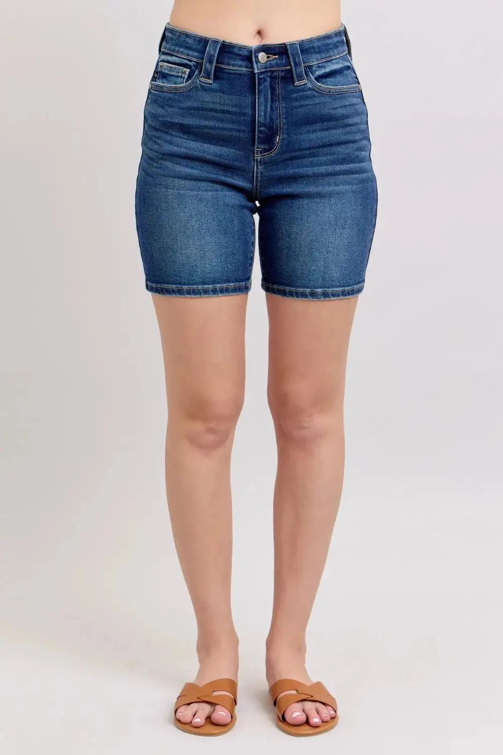 High-Waist High-Rise Cotton Denim Shorts