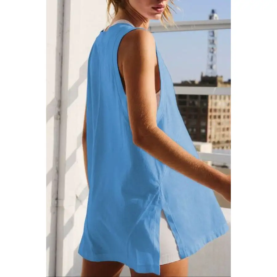 Side Slit V Neck Tank