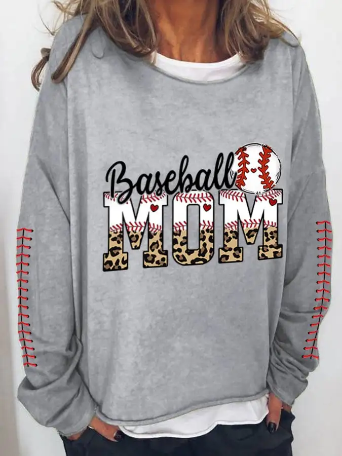 Women's Baseball Mom Casual Printed Sweater