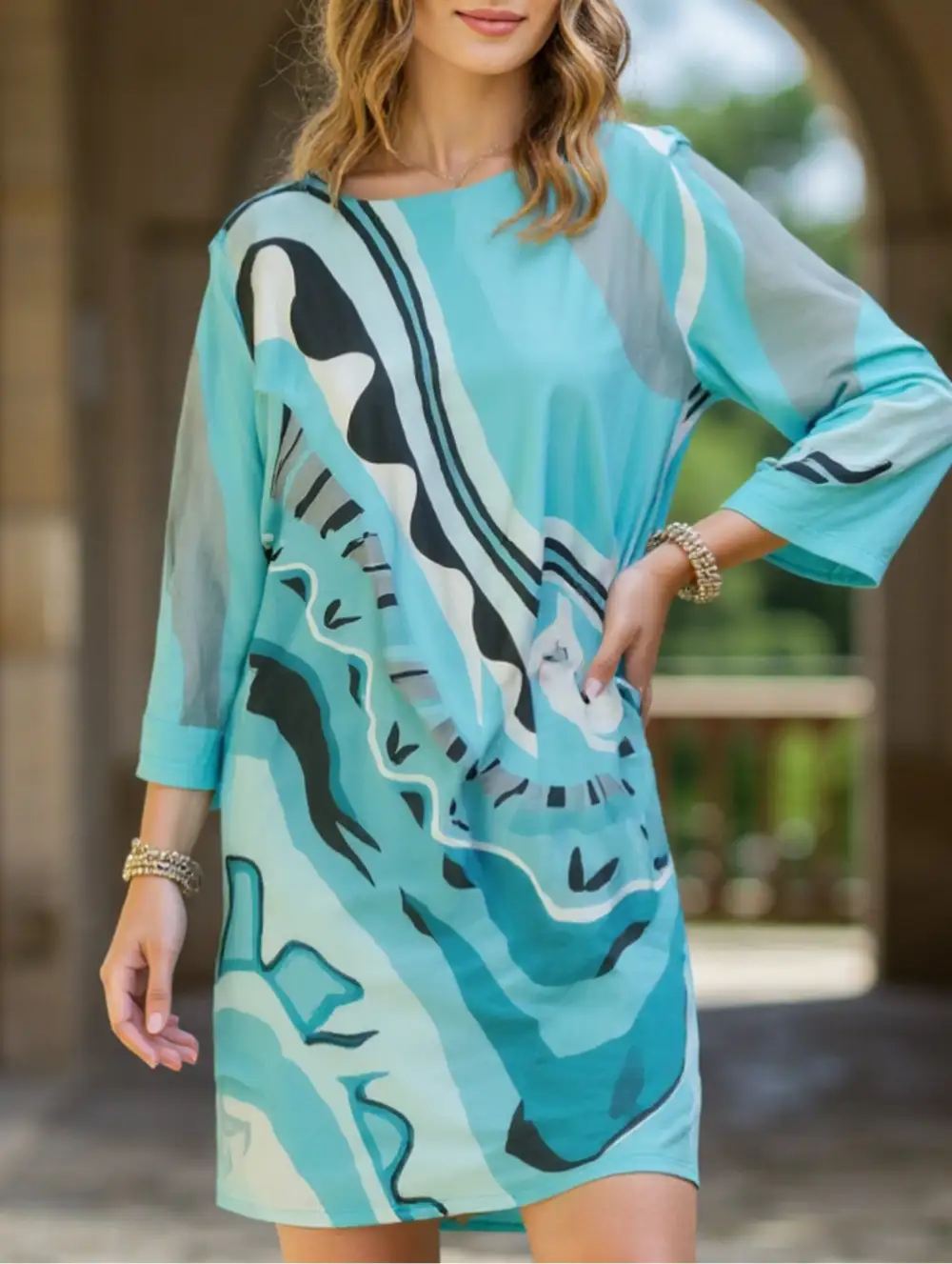 Round Neck Long Sleeve Dress