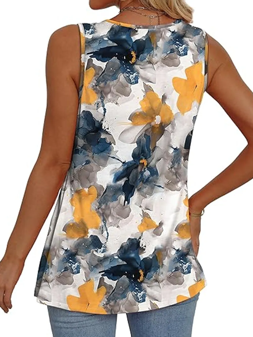 Womens Tank Tops 2025 Flowy Peplum Tops For Women Dressy Sleeveless V Neck Babydoll Tank Tops