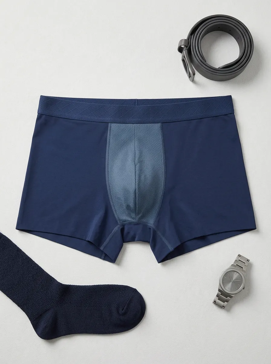 Men's Athletic Performance Mesh-Panel Printed Boxer Briefs