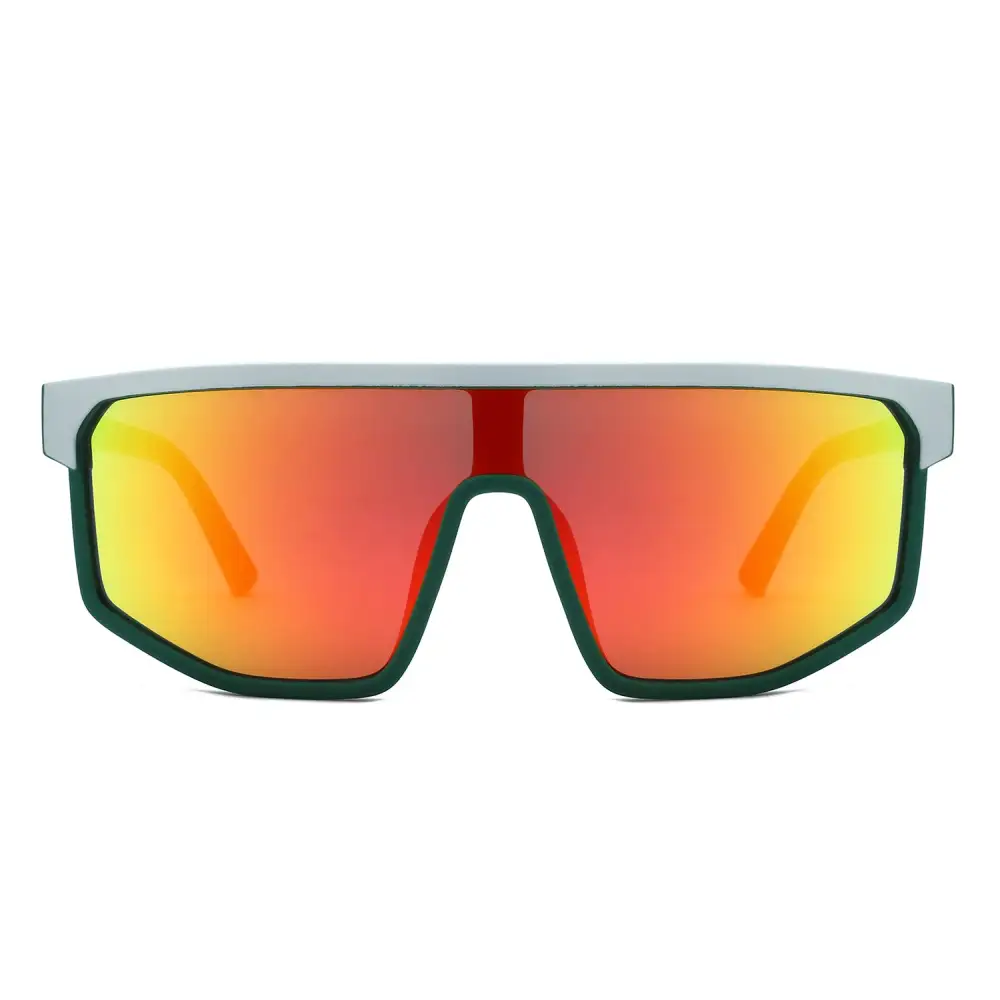 Sporty Retro Futuristic Visor Mirrored Square Sunglasses