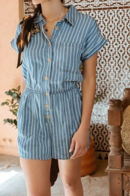 Stripe Button Romper
