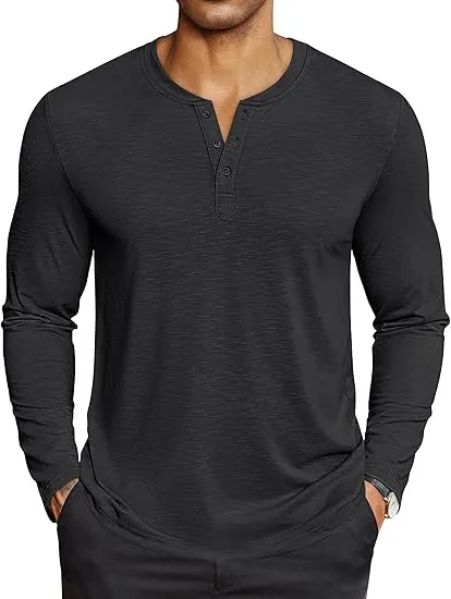 🧍‍♂️ Men’s Henley Long Sleeve Shirt – Lightweight, Soft & Everyday-Ready