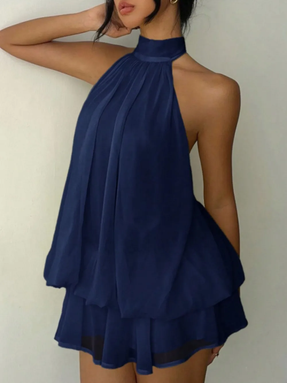 Tiered Halter Mini Dress