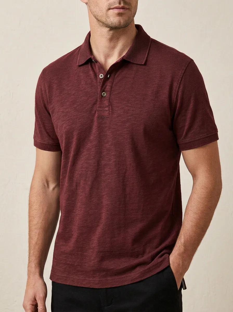 Men's Embroidered-Detail Geometric-Detail Polo Shirt