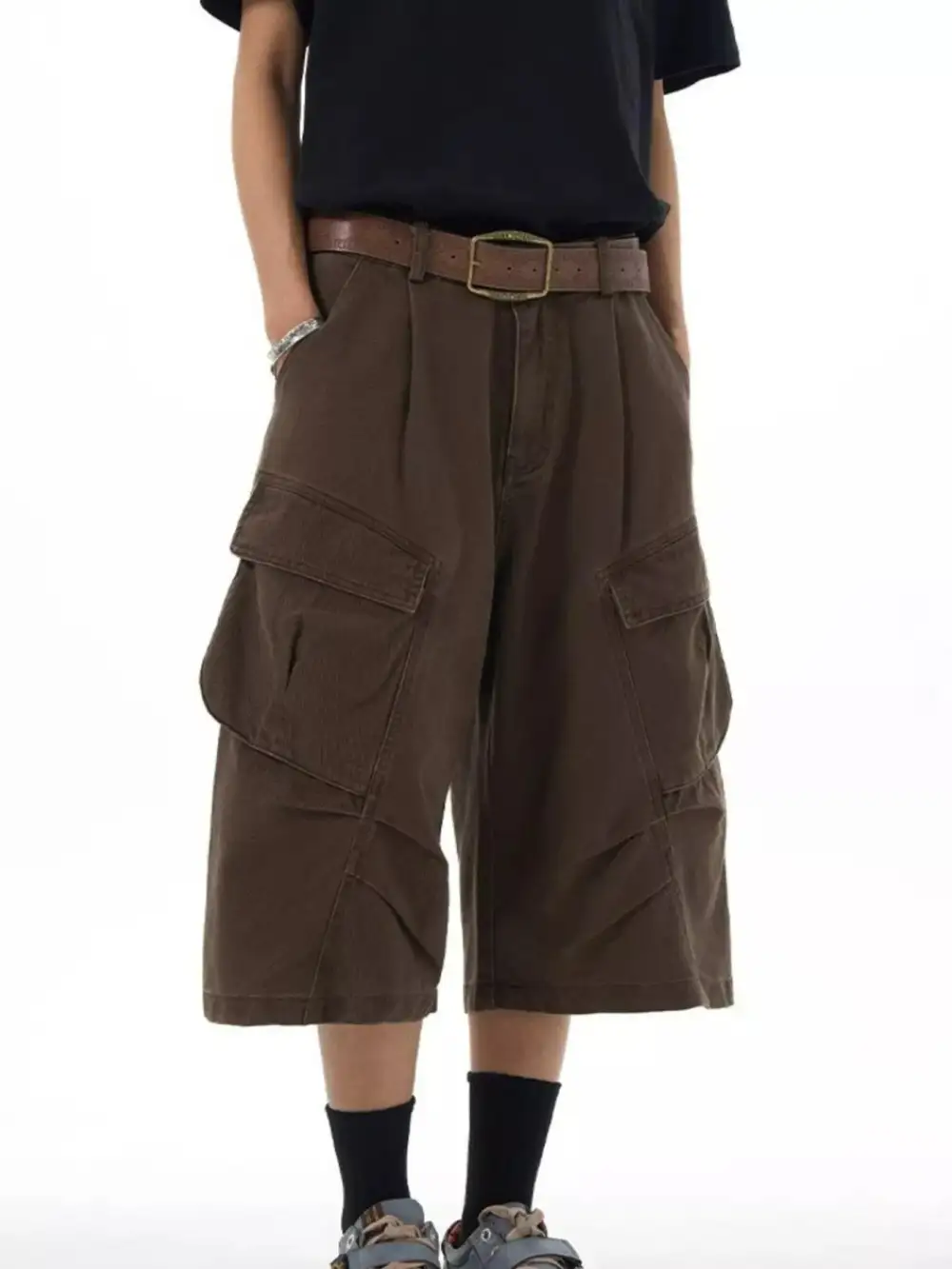 Men's Plus Size Loose Fit Cargo Capris Pants