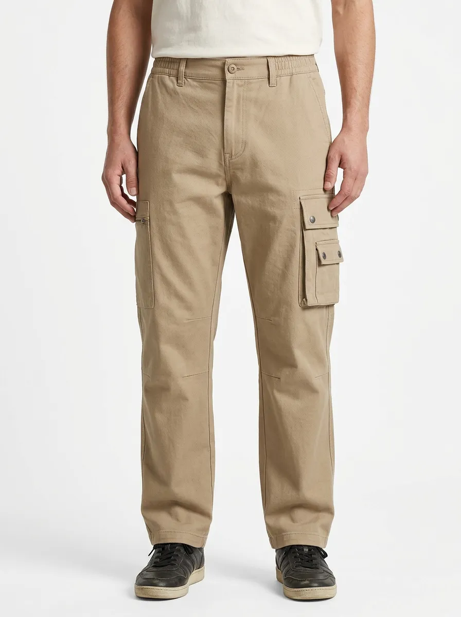 Men's Casual Khaki Multi-Pocket Cargo Pants
