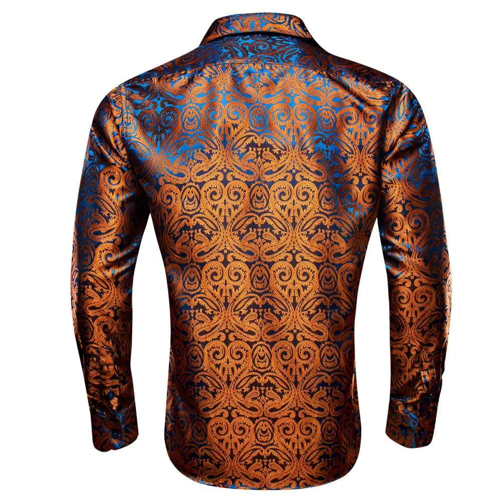 Classic Paisley Long Sleeve Silk Dress Shirt
