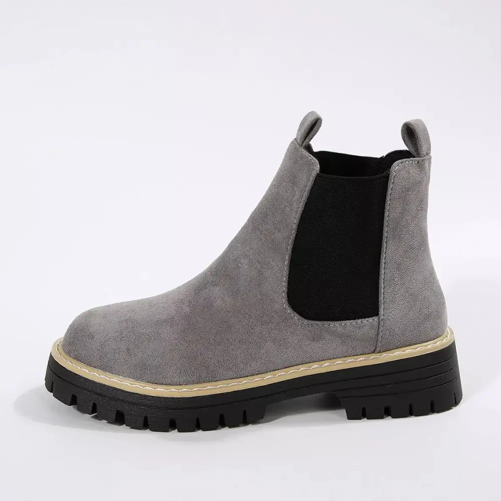 Layered Round Toe Block Heels Boots