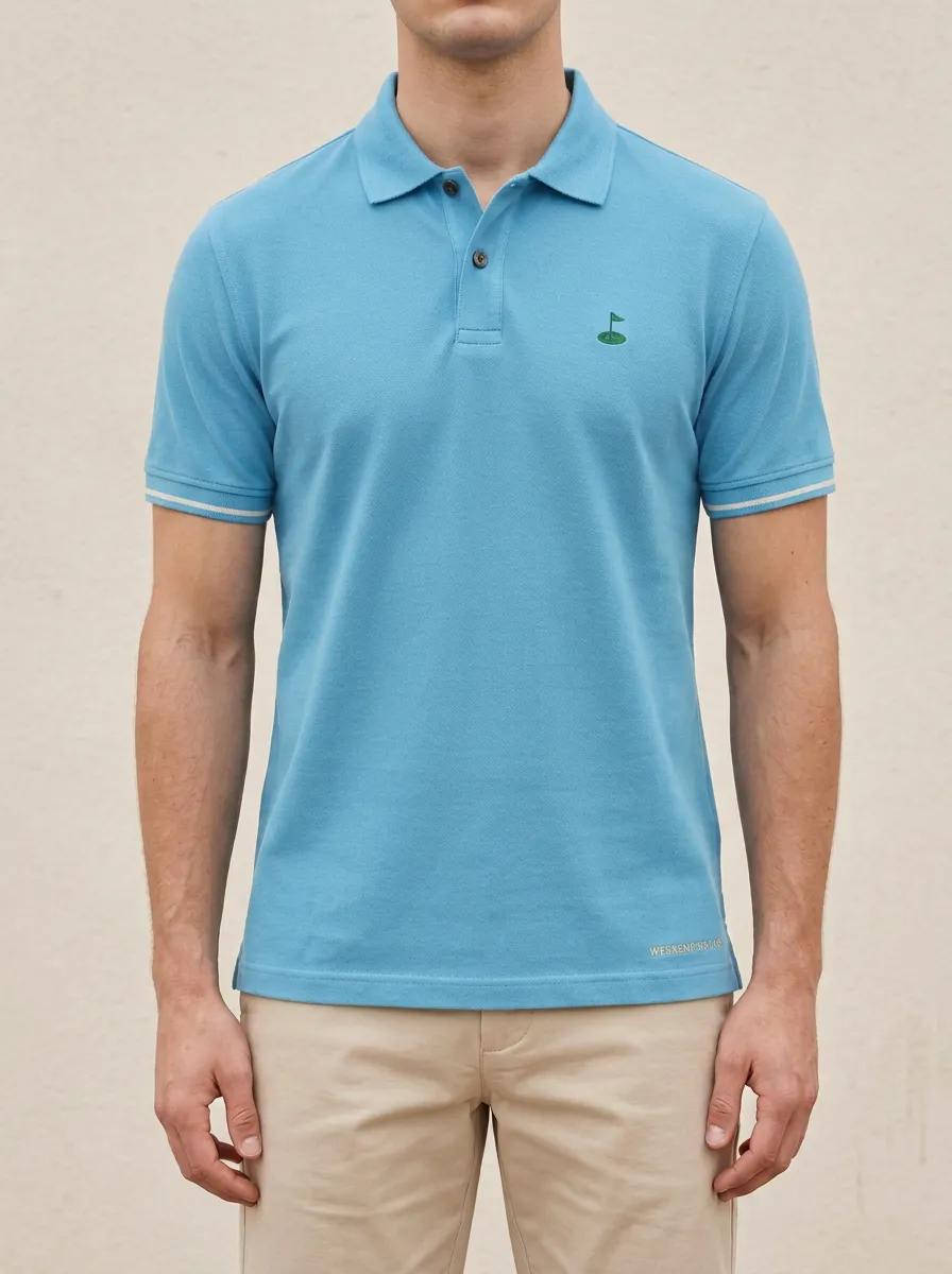 Flag-Motif Embroidered Golf Polo Shirt