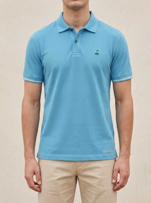 Flag-Motif Embroidered Golf Polo Shirt
