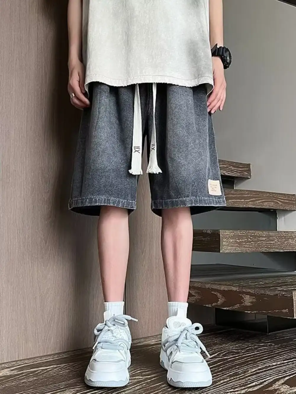 Men's Full Size Vintage Wash Loose Fit Denim