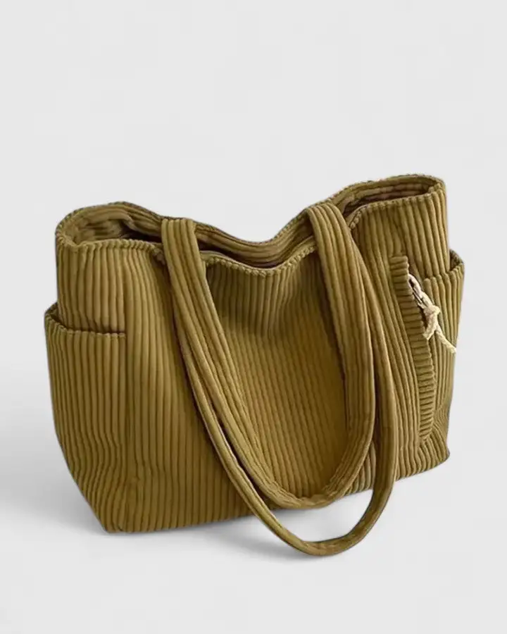 Drawstring Suede Tote Bag