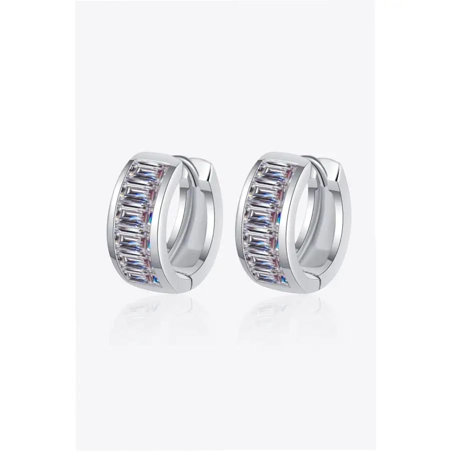 Minimal Moissanite Sterling Silver Huggie Earrings