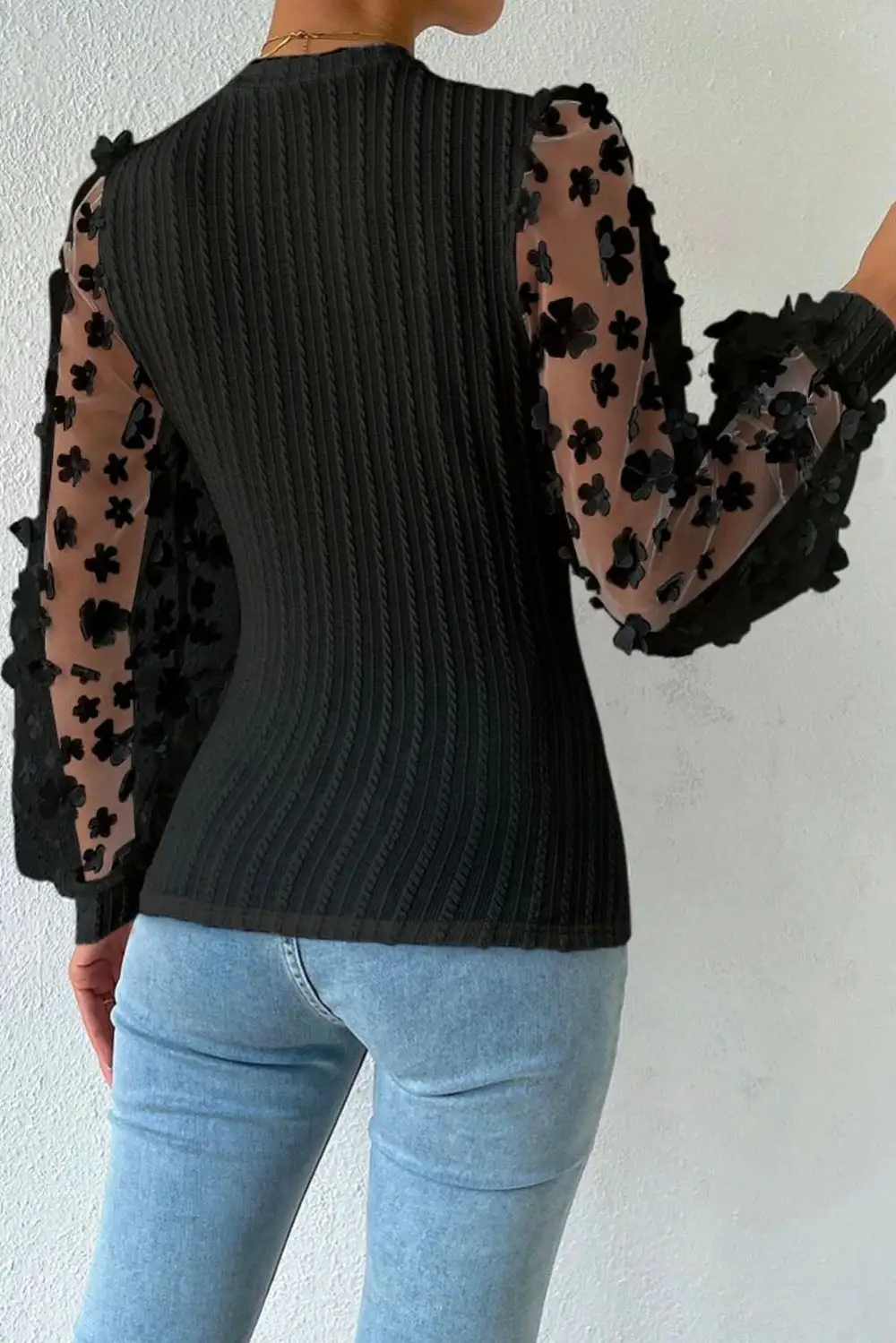 Floral Ribbed Textured Blouse