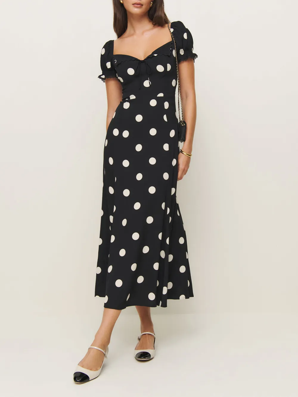 Gingham Puff Sleeve V Neck Maxi Dress