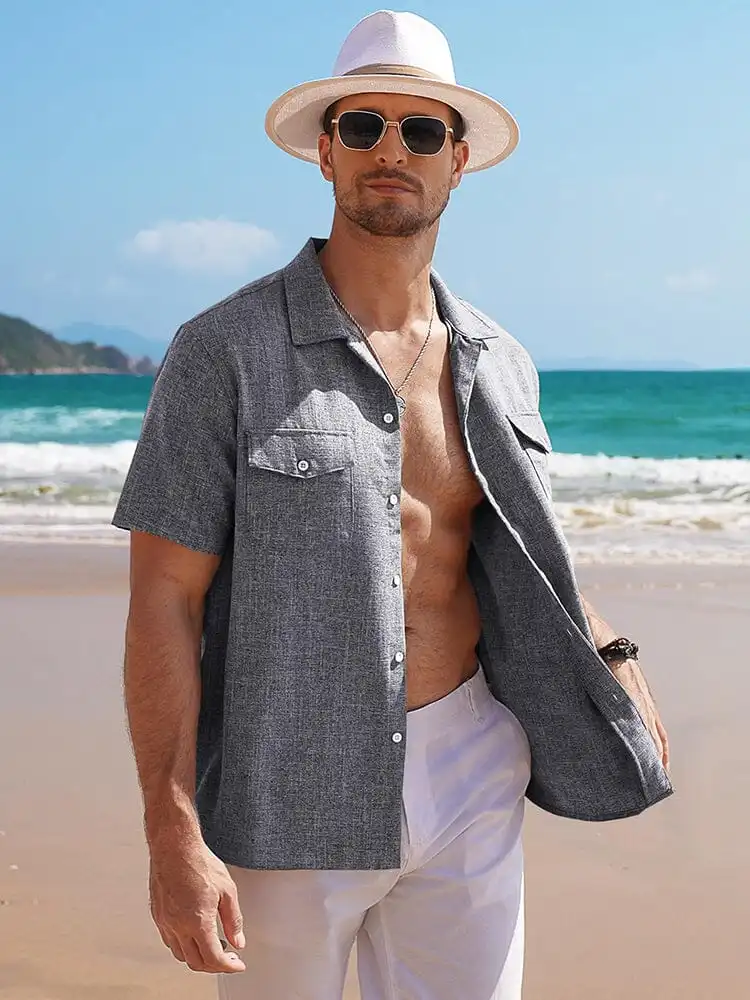 Casual Cuban Collar Summer Shirt Jeans
