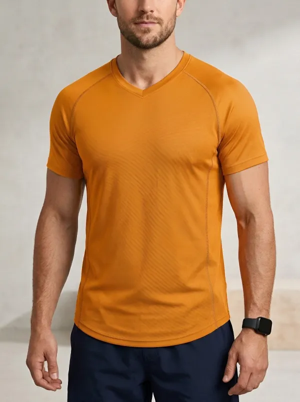 Men's Athletic Fitness V-Neck Performance T-Shirt
