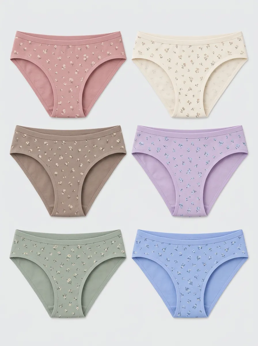 Women's Assorted Floral Patterned Mid-Rise Briefs Multi-Pack
