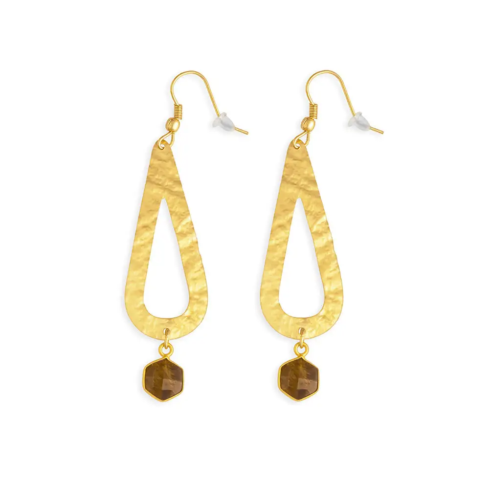 Detailed Artful Stone Accent Earrings