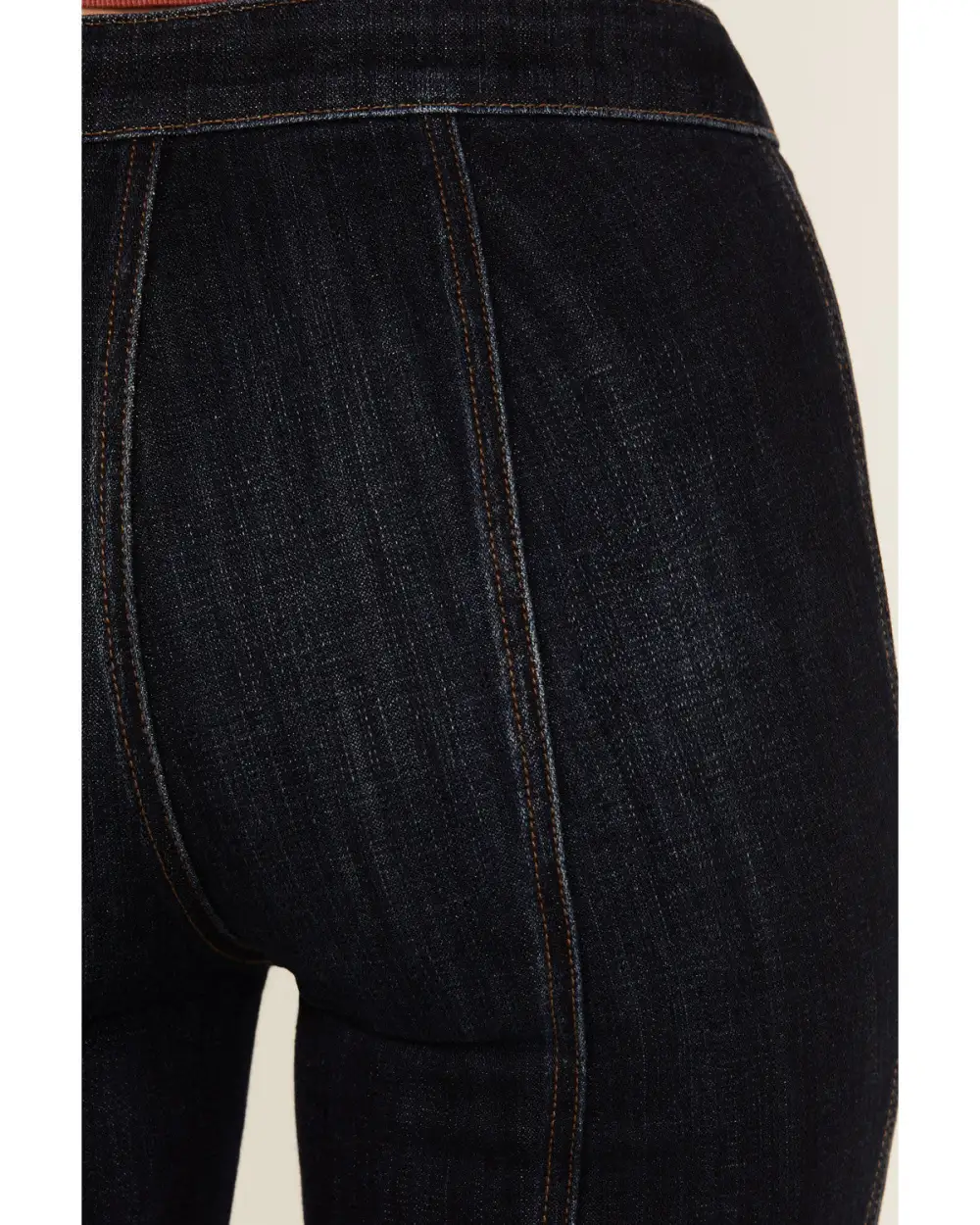 High Rise Bootcut Stretch Denim Seamed Jeans