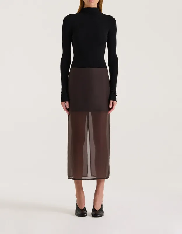 Truffle Sheer Organza Midi Skirt