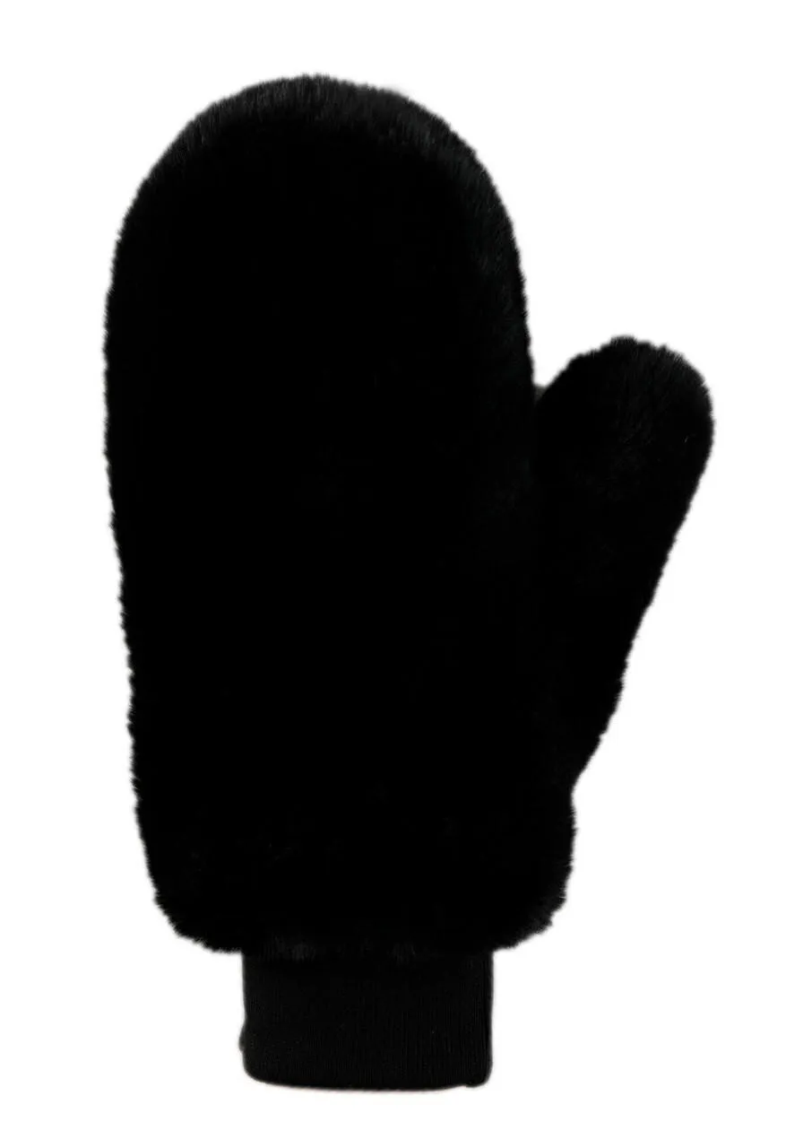 Black Faux Fur Le Mink Convertible Mittens