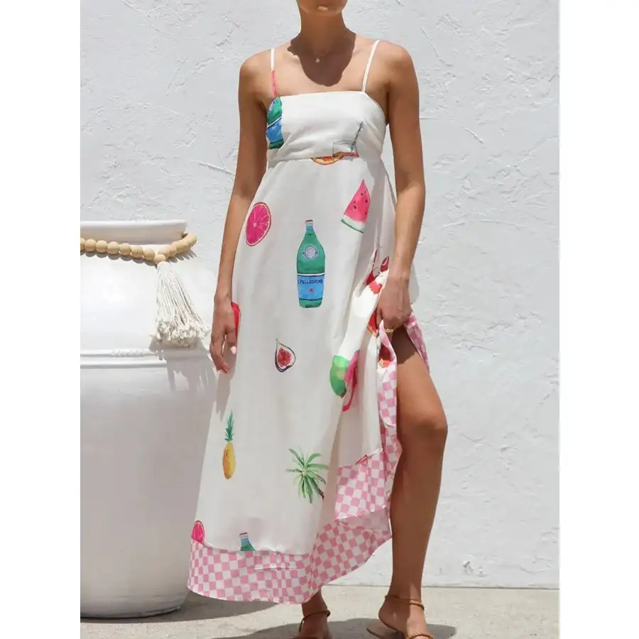 Casual Printed Square Neck Maxi Cami Dress