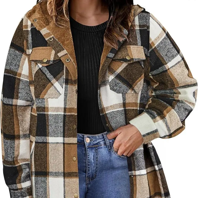 Plus Size Women Flannel Plaid Shacket Jacket Cozy Warmth, Effortless Style – Made for Every Body
