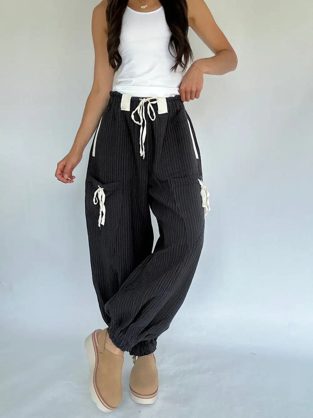 Casual Striped Wide Leg Pants