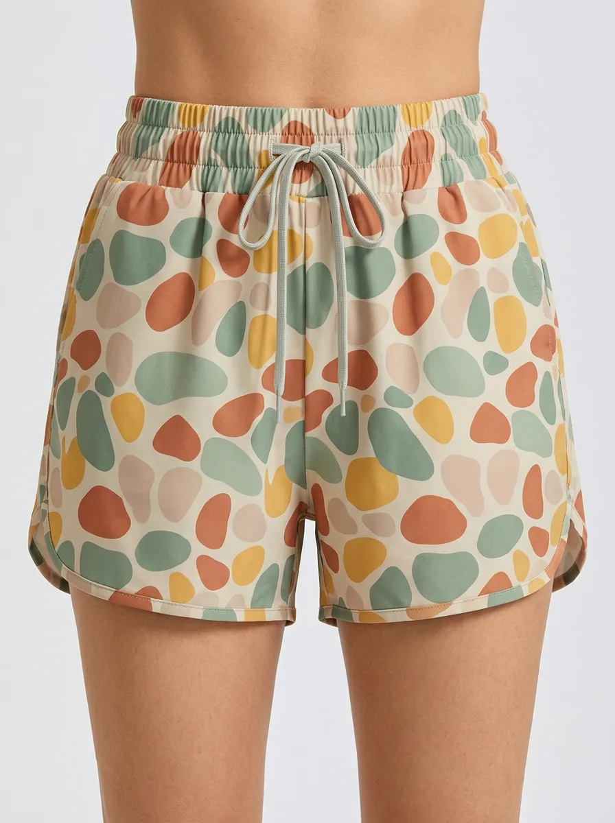 Women's Pebble-Print Drawstring Athletic Shorts