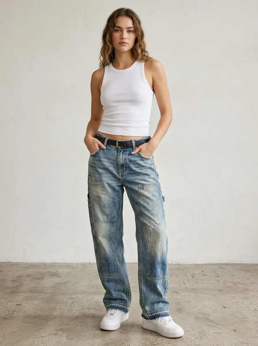Women's Wide-Leg Jeans Featuring Mid Rise