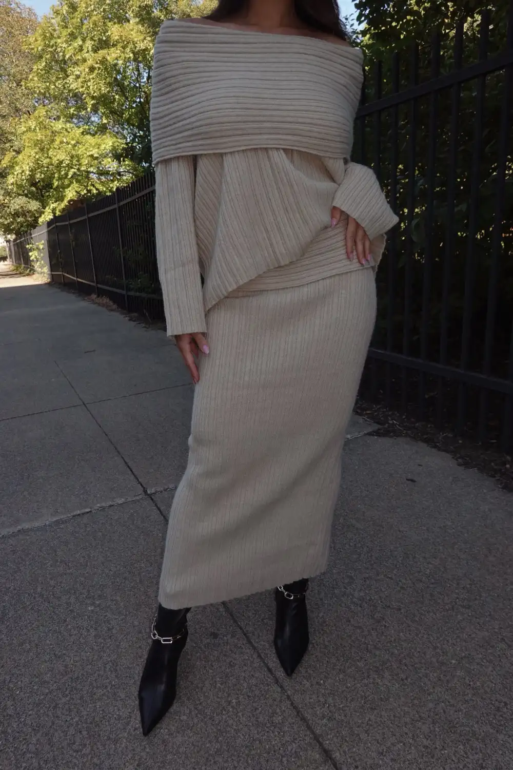 Elastic Waist Maxi Midi Skirt