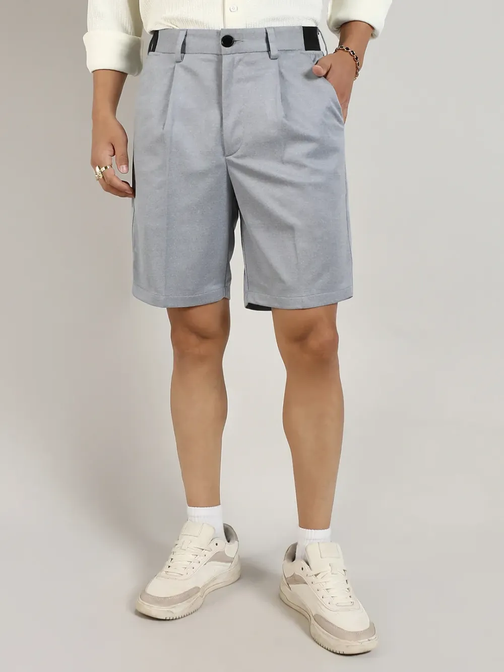 Casual Style Grey Straight-Fit Shorts