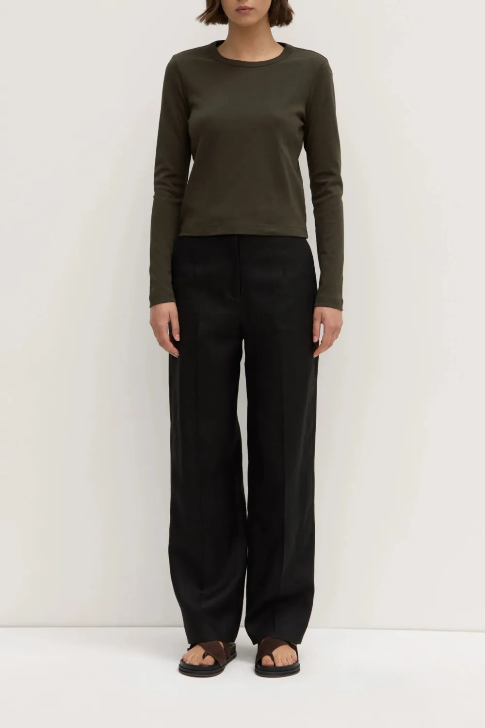 Cotton Ribbed Collar Women's T-Shirt