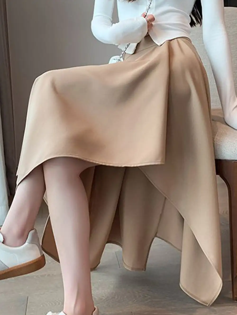 Irregular A-Line Midi Skirt