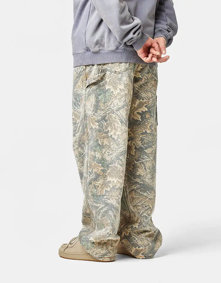 Everyday Camo Pattern Baggy Carpenter Denim Jeans