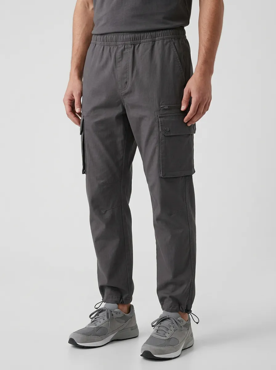 Outdoor Multi-Pocket Elastic-Waist Men's Cargo Pants