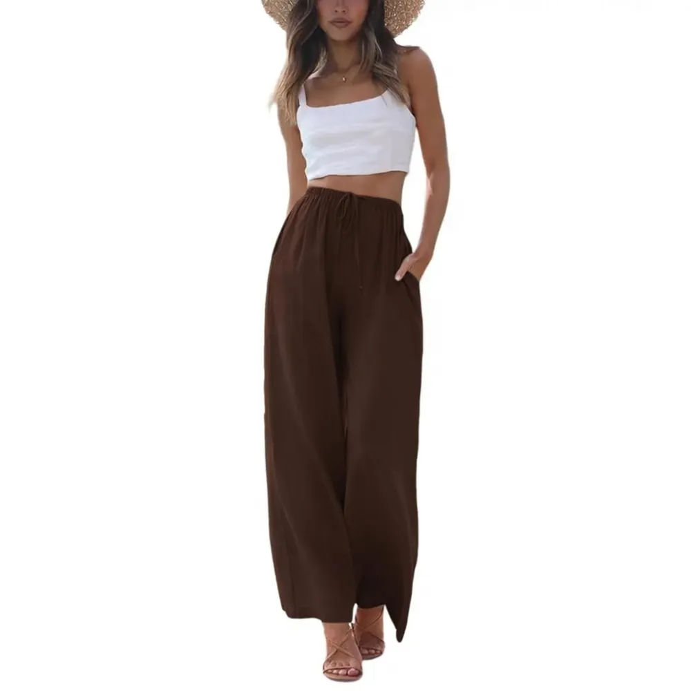 Women's Summer Cotton Linen Wide Leg Pants