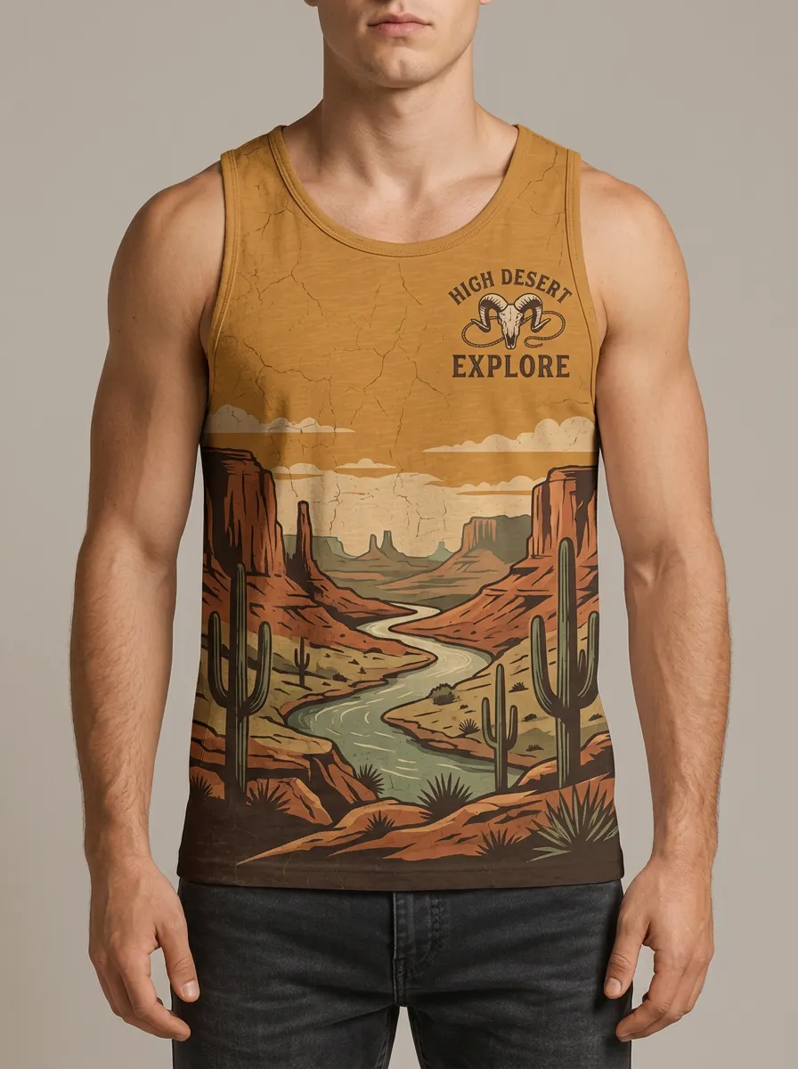 Men's High Desert Explore Cactus Canyon Printed Tank Top