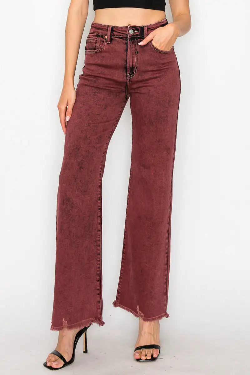Everyday High Rise Flare Frayed Hem Denim Jeans