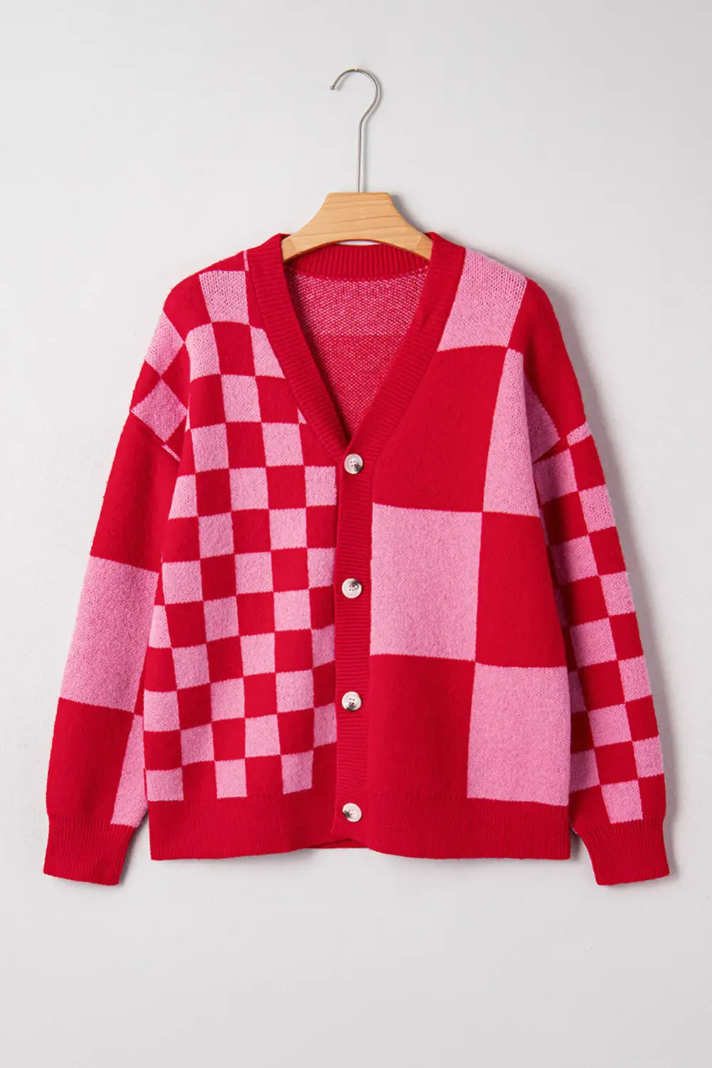 Mixed Plaid Relaxed Cardigan